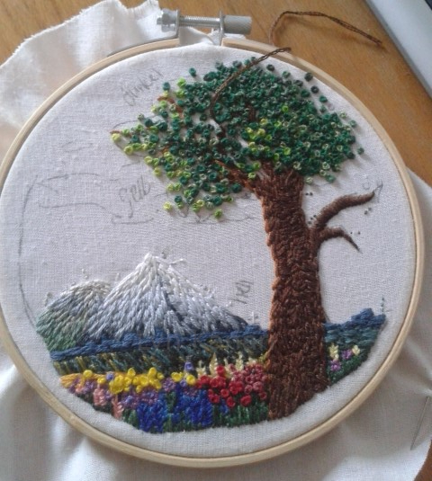 WIP landscape embroidery